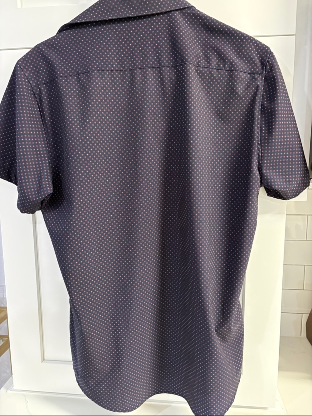 Cactus Man Navy Short Sleeve Button-Down Shirt with Micro Dot Print - Picture 5 of 5